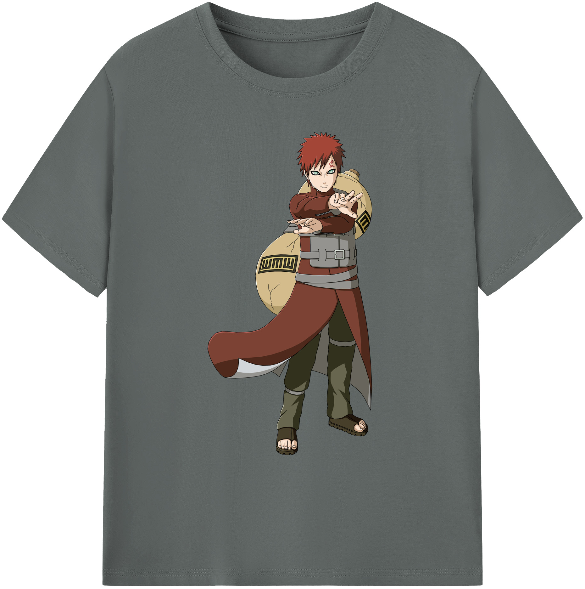 （画像用） NARUTO -ナルト- ガアラ Gaara 綿100％ メンズ半袖Tシャツ｜肌触りやわらか＆通気性